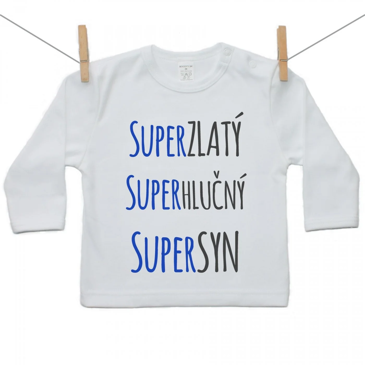 Boodyy Tričko s dlhým rukávom Super zlatý, super hlučný, super syn Veľkosť: 134