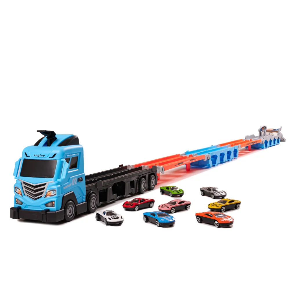 Skladací transportér, Nákladné Auto pre deti + 8 autíčok