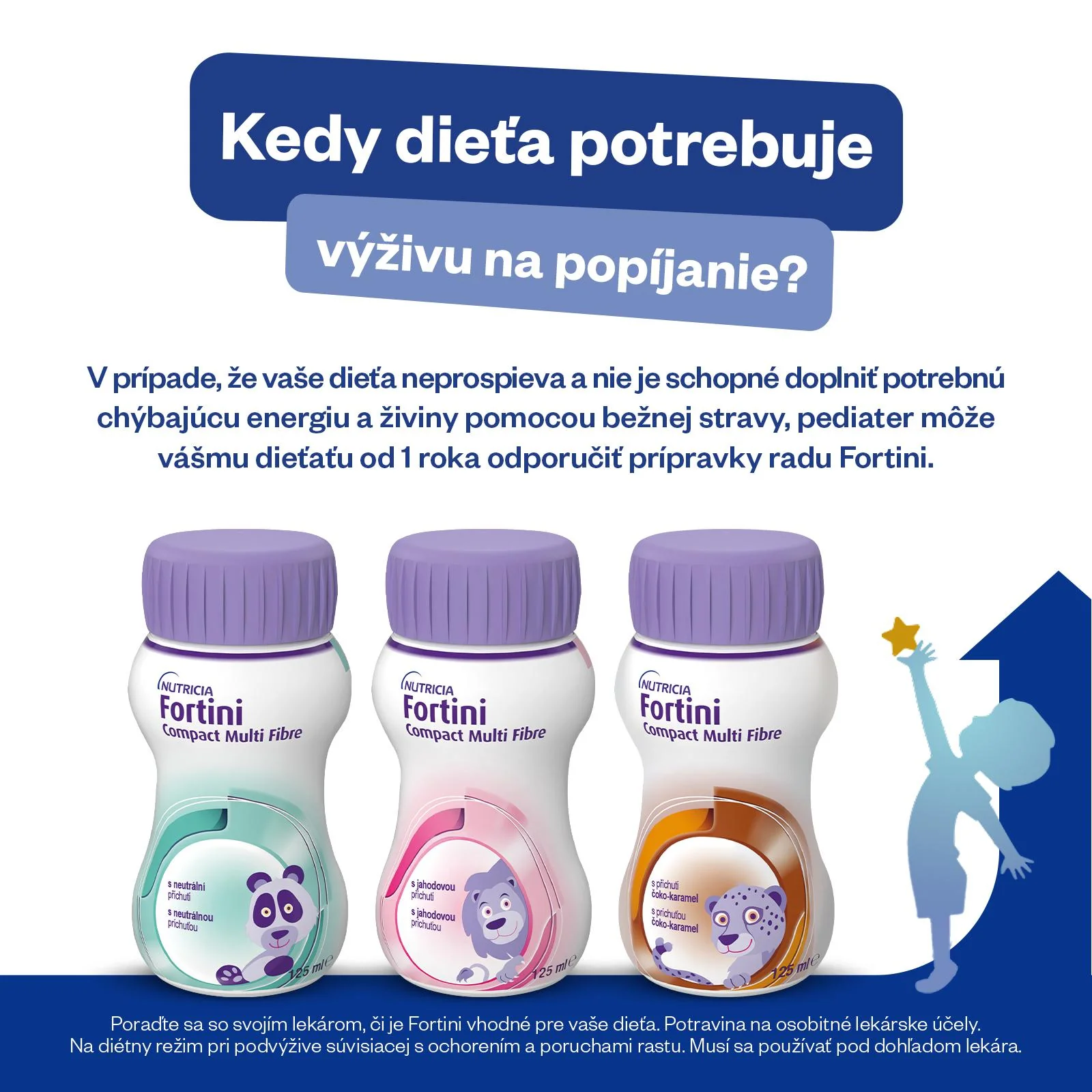 Fortini Compact Multi Fibre s príchuťou čokoláda-karamel 4×125 ml, tekutá výživa pre deti