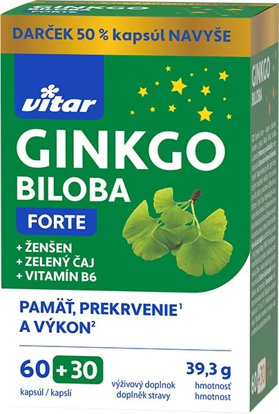 VITAR Ginkgo biloba + zelený čaj 60 + 30 cps