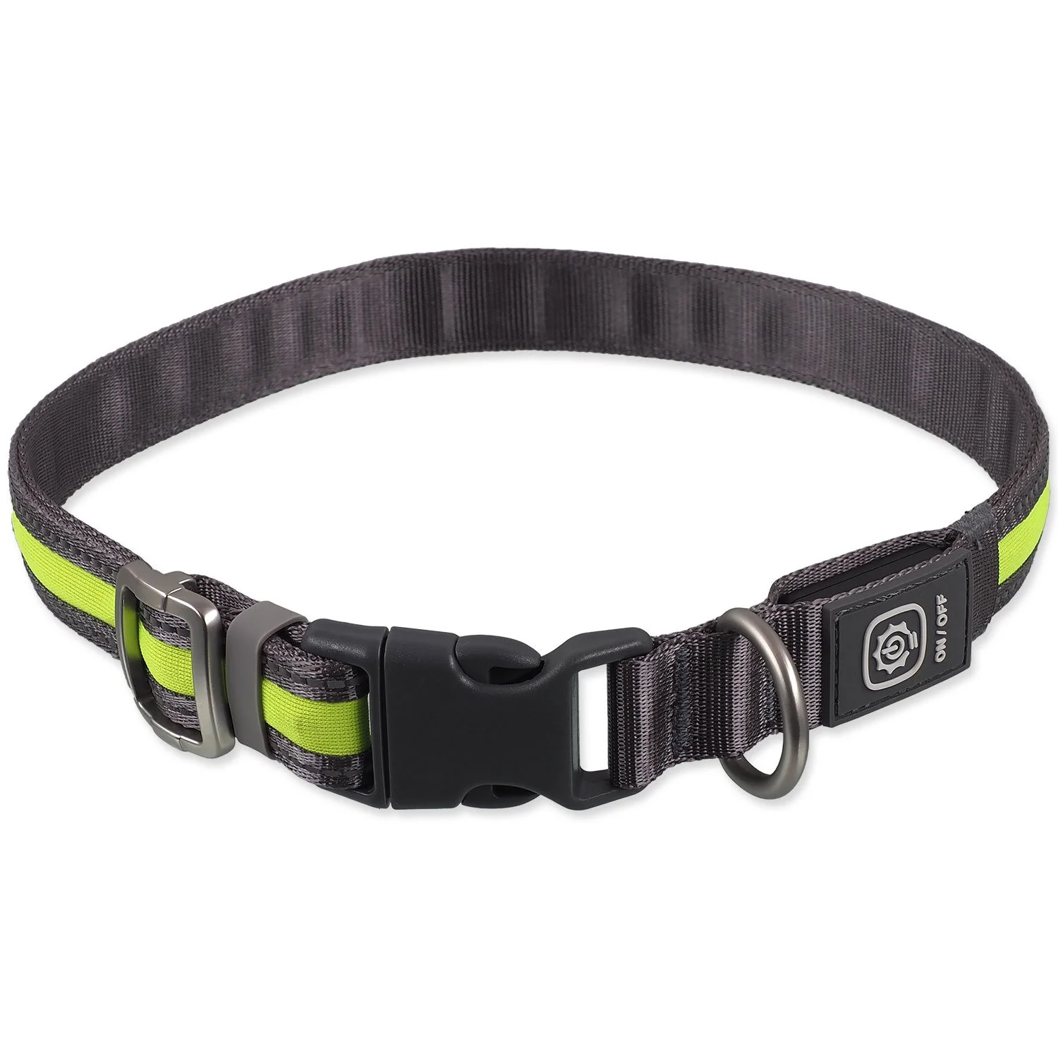 Obojok Dog Fantasy USB LED nylonový svietiaci S-M zelený 1,9x35-50cm