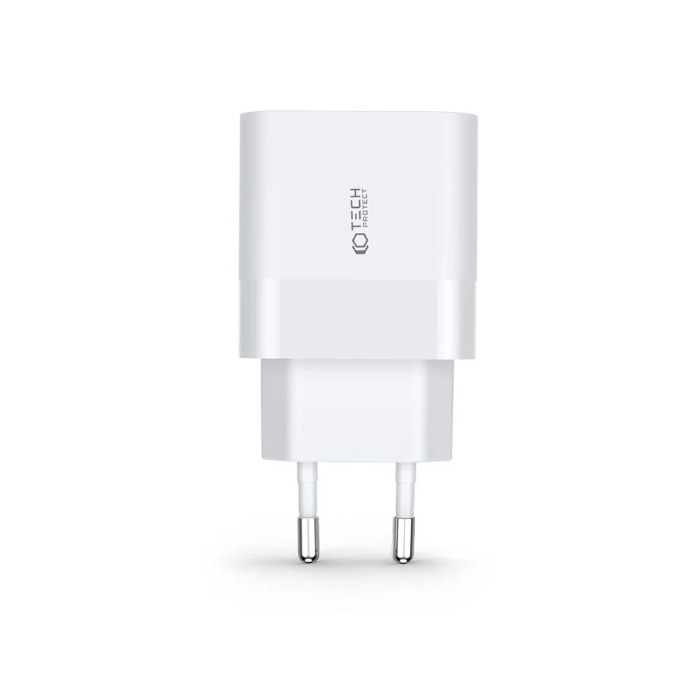 Tech-Protect C30W sieťová nabíjačka USB / USB-C 30W PD QC, biela