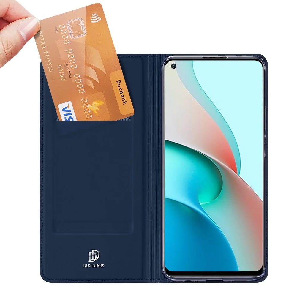 DUX DUCIS Skin Pro knižkové kožené puzdro na Xiaomi Redmi Note 9T 5G modré