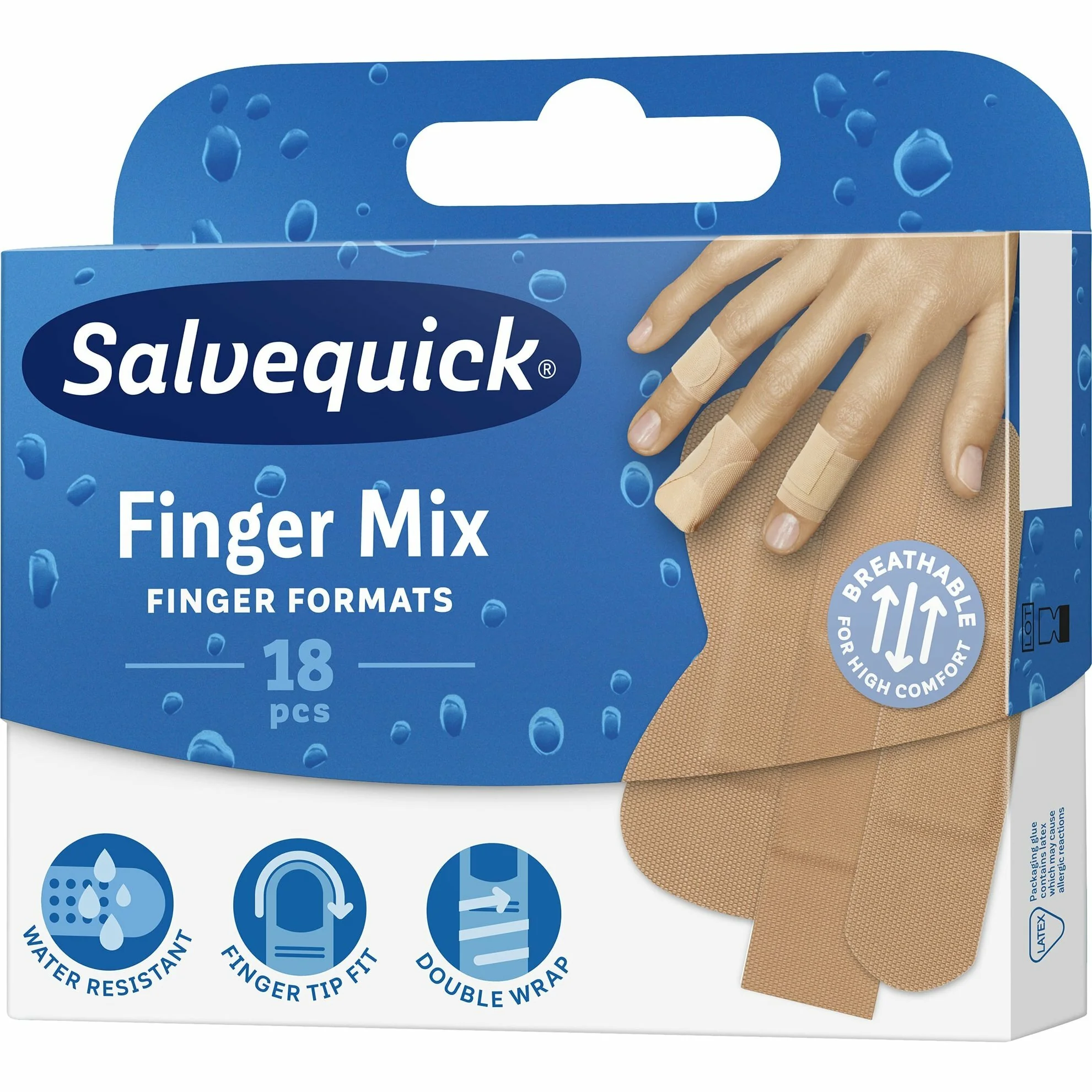 Salvequick Finger Mix náplasti na prsty vodeodolné 18 ks