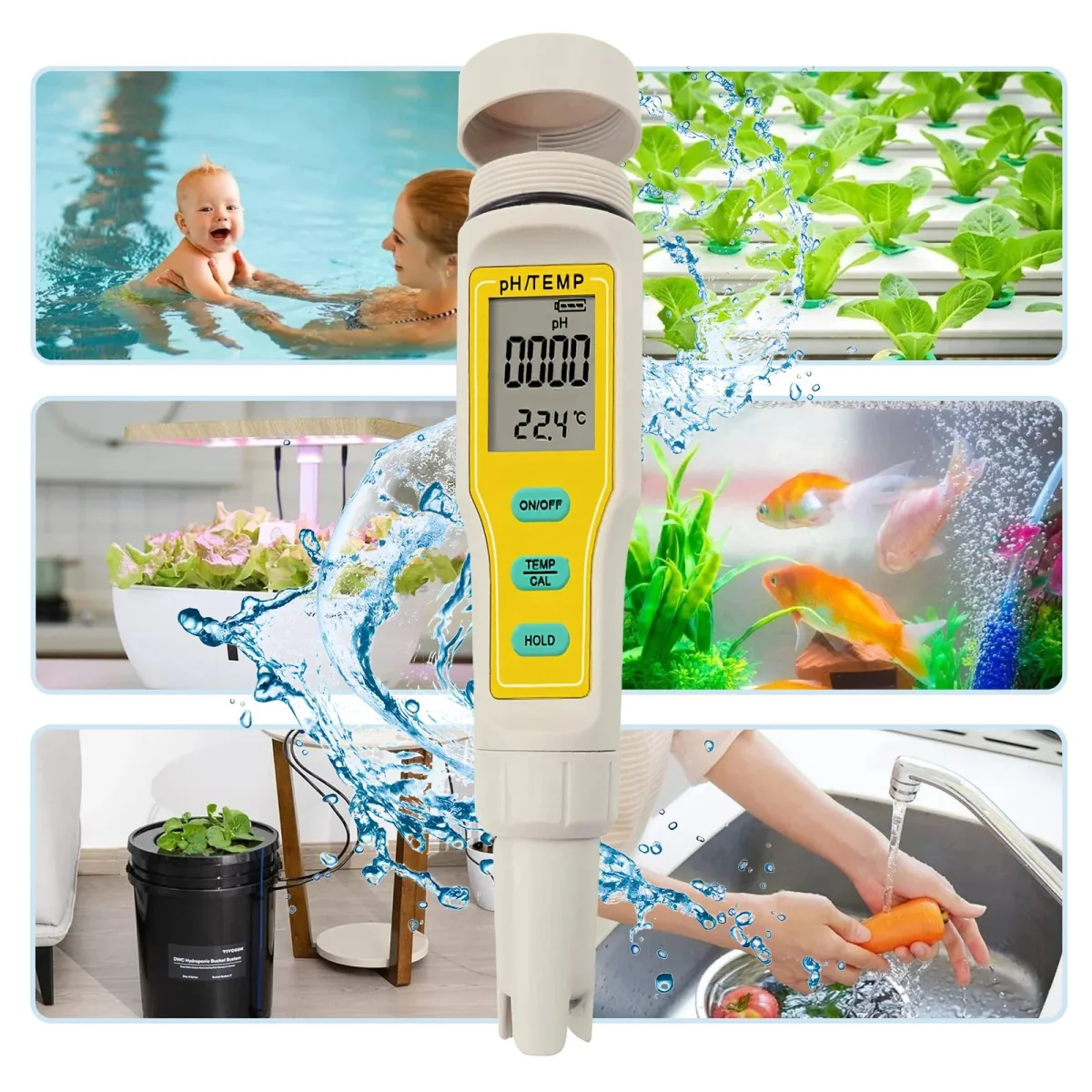 MG PH Meter digitálny tester kvality vody pH, žltý