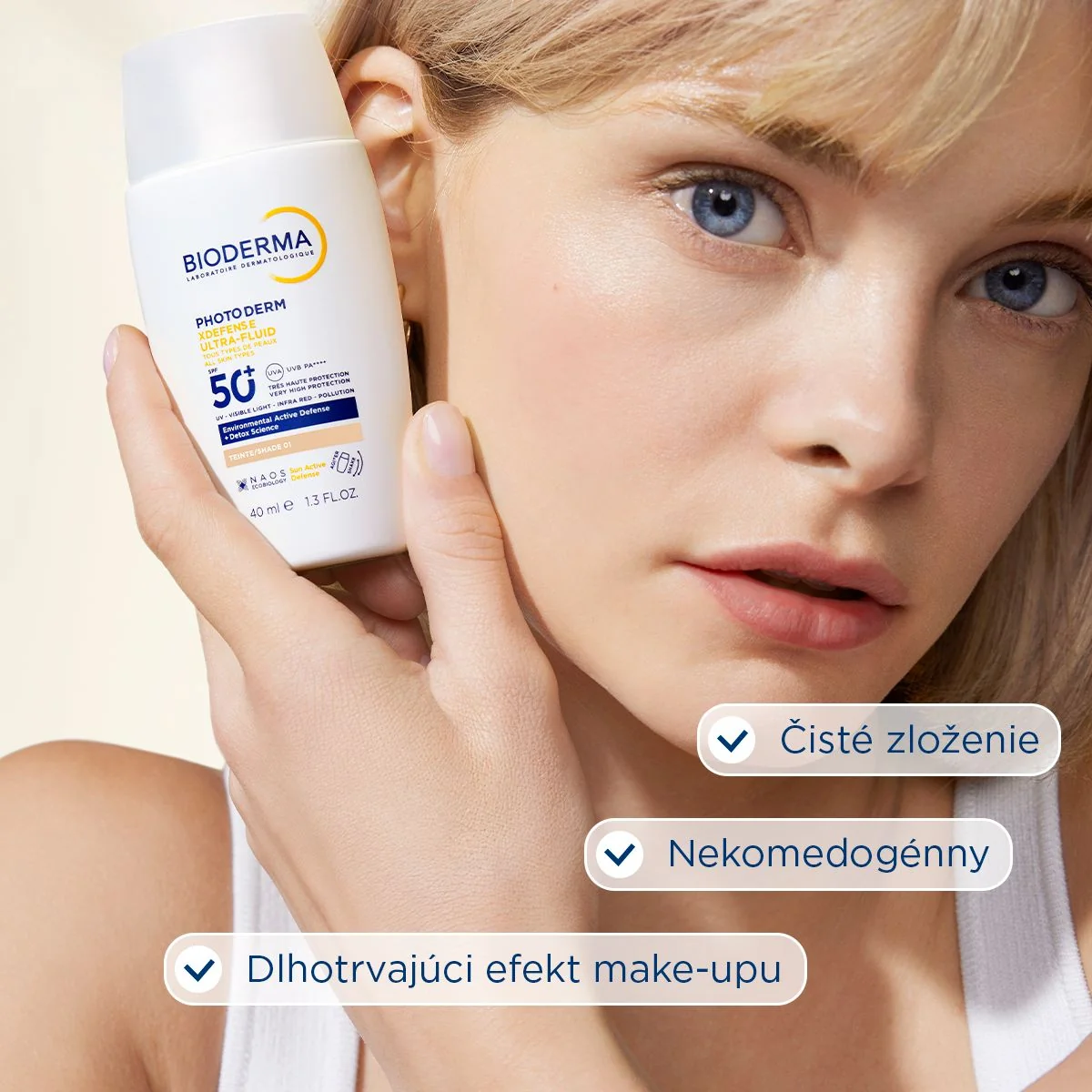 BIODERMA Photoderm XDefense tónovaná ultrafluidná ochrana SPF 50+ veľmi svetlá 1×40 ml, ultrafluidná ochrana na tvár