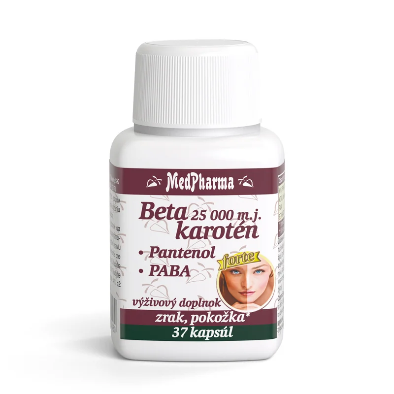 MedPharma BETAKAROTÉN 25.000 m.j.+Pantenol+PABA 1×37 cps, výživový doplnok