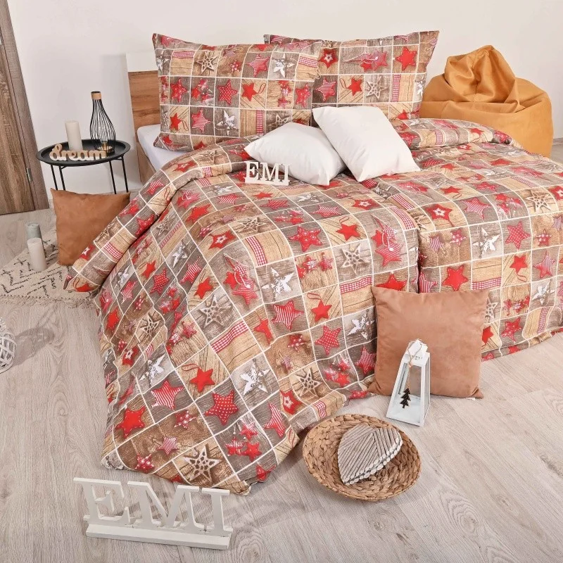 Vianočné bavlnené obliečky Ginger EMI Štandardný set jednolôžko obsahuje 1x 140x200 + 1x 70x90