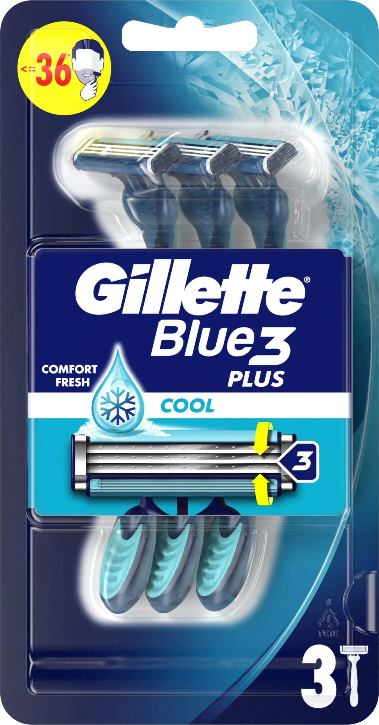 Gillette Blue3 Cool Pánsky Jednorazový Holiaci Strojček, 3ks 1×3ks, jednorazové holiace strojčeky