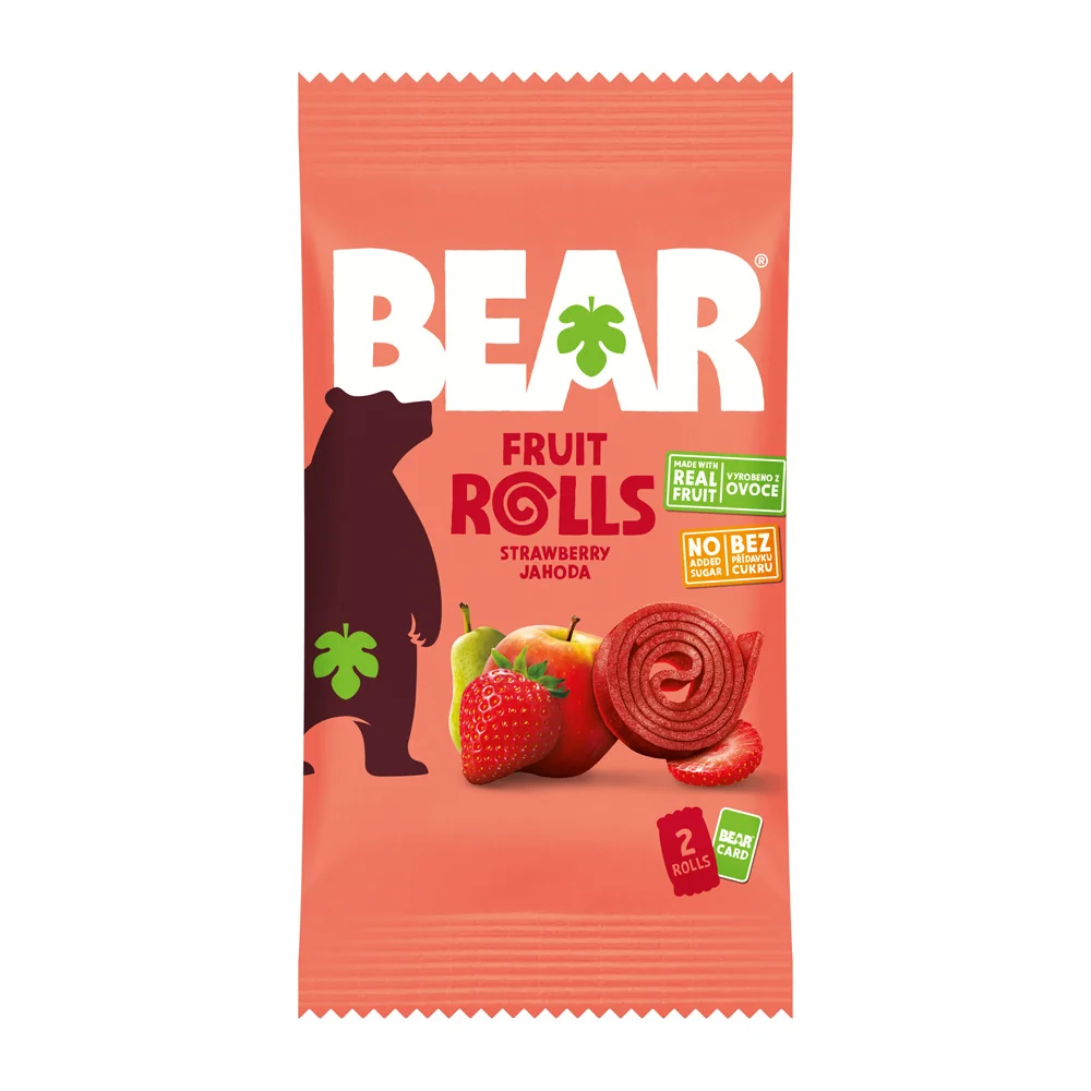 BEAR Jahodové rolky 1x20 g, ovocná rolka