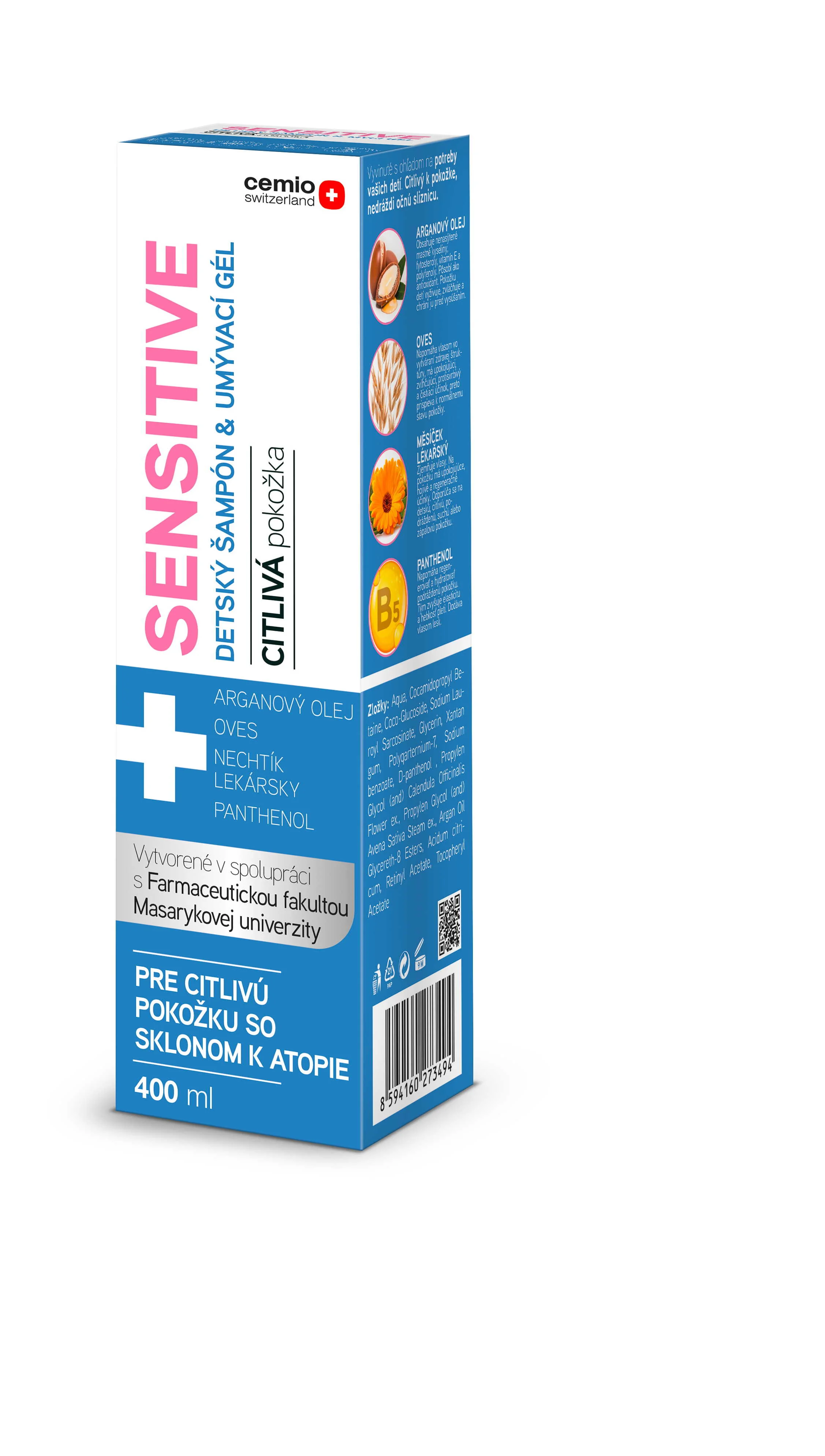 Cemio SENSITIVE detský šampón a umývací gél 400 ml