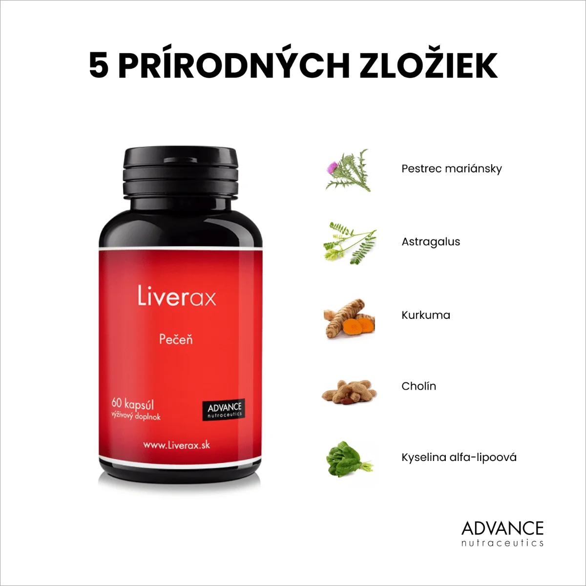 ADVANCE Liverax 60 kapsúl - pečeň 1×60 cps, výživový doplnok