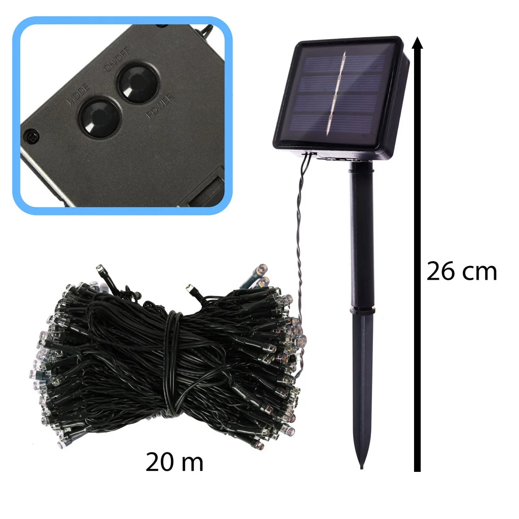 MG Chain solárna reťaz 200 LED 20m, čierna