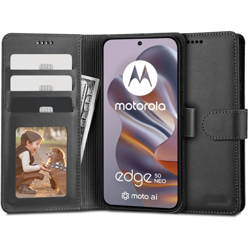 Tech-Protect Wallet knižkové puzdro na Motorola Edge 50 Neo čierne